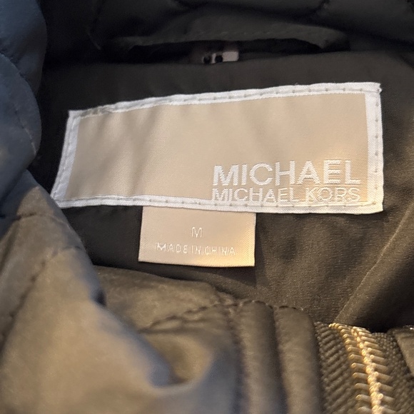 Women’s Michael Kors Dusty Green Hooded Quilted Anorak Jacket Coat Medium - Picture 6 of 7